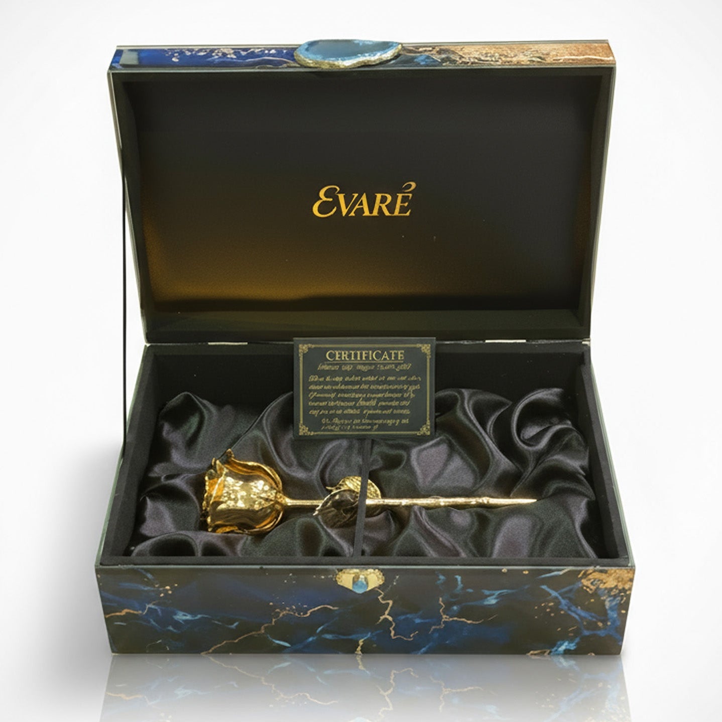 24K Gold-Dipped Rose 7" – Blue Marble Collector’s Box