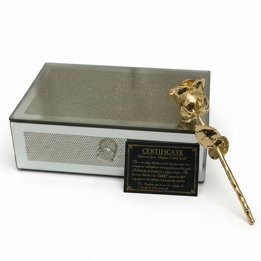24K Gold Dipped Natural Rose 7" – Luxe Drawer Glass Box