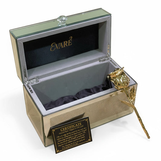 24K Gold Dipped Natural Rose 7" – Luxe Glass Box