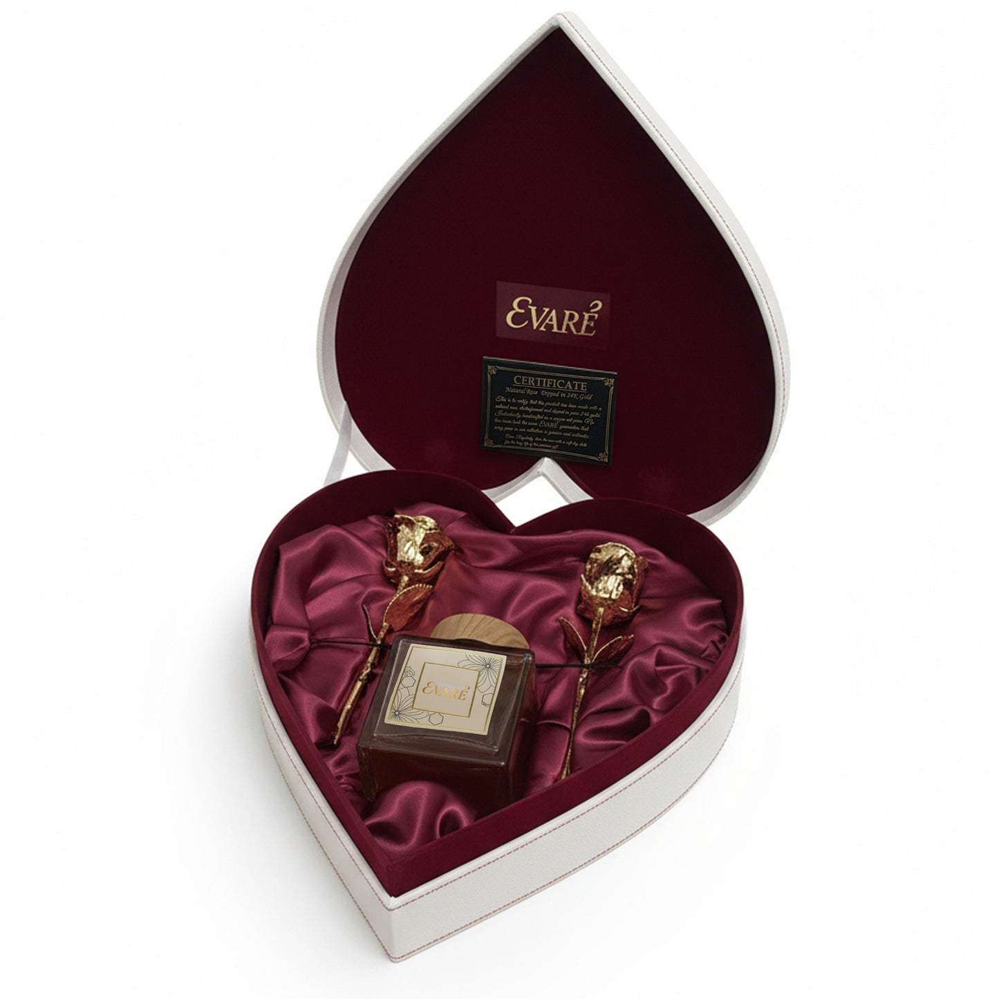 24K Gold Dipped Natural Roses 7" – Cœur d’Or Heart Gift Set
