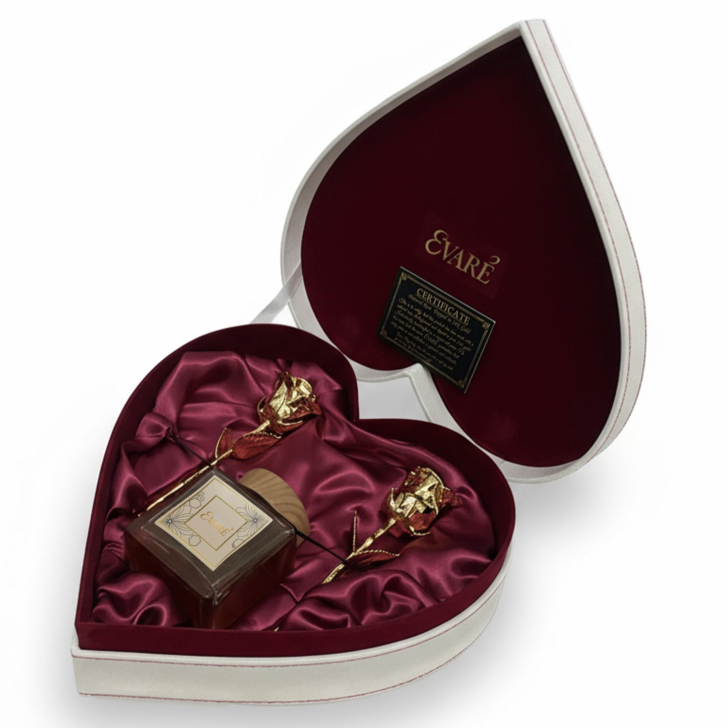 24K Gold Dipped Natural Roses 7" – Cœur d’Or Heart Gift Set